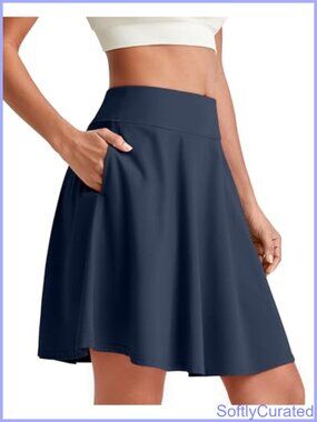 20" Knee Length Tennis Skort High Waisted Golf Athletic Skirt Built-in Shorts